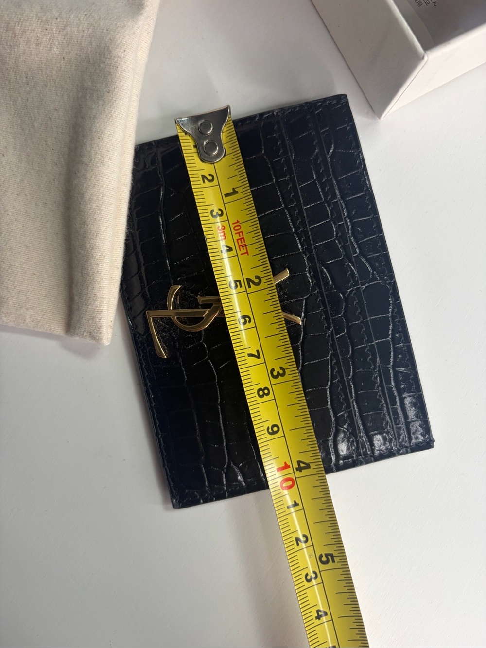 Saint Laurent Black Croc-Embossed Leather Card Case with Gold Logo Accent - Picture 7 of 7